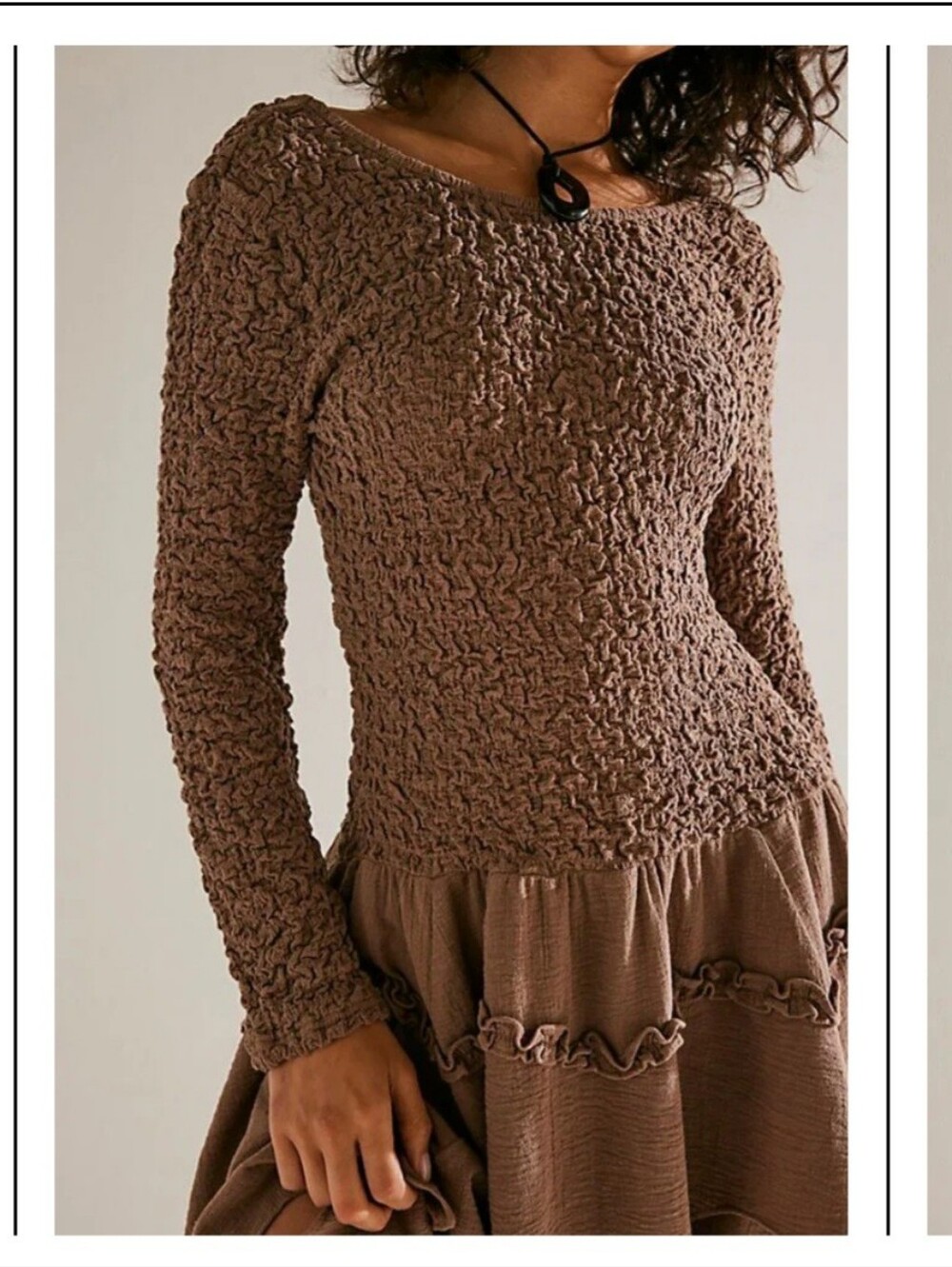 Free People What A Time Txtured Long-Sleeve Mini Dress